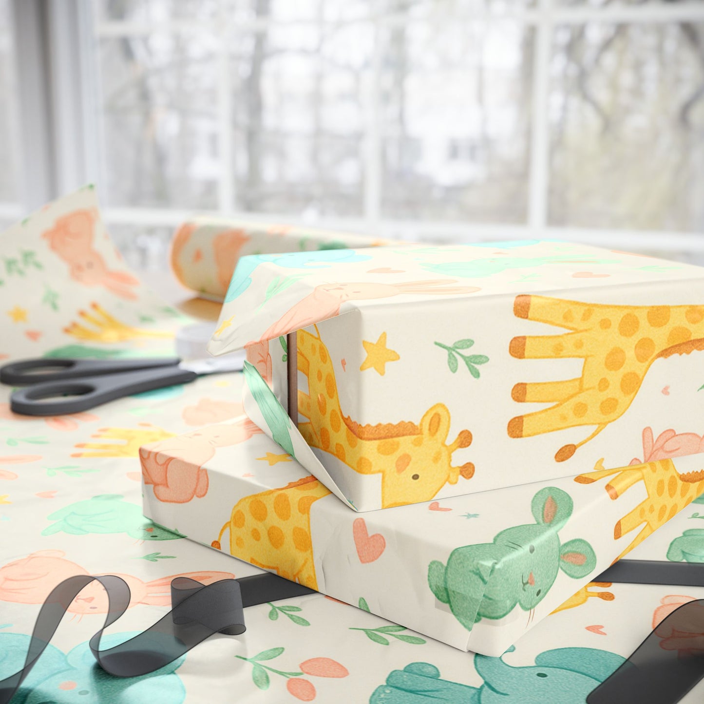 Cute Animal Wrapping Paper, Perfect for Birthdays, Baby Showers, Easter Gifts, Eco-Friendly Gift Wrap, Child-Friendly Designs